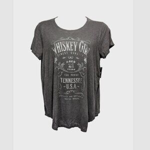 NWT Torrid Whiskey Girl Classic Fit Crew Short Sleeve Tee Slub Black 0 {L}